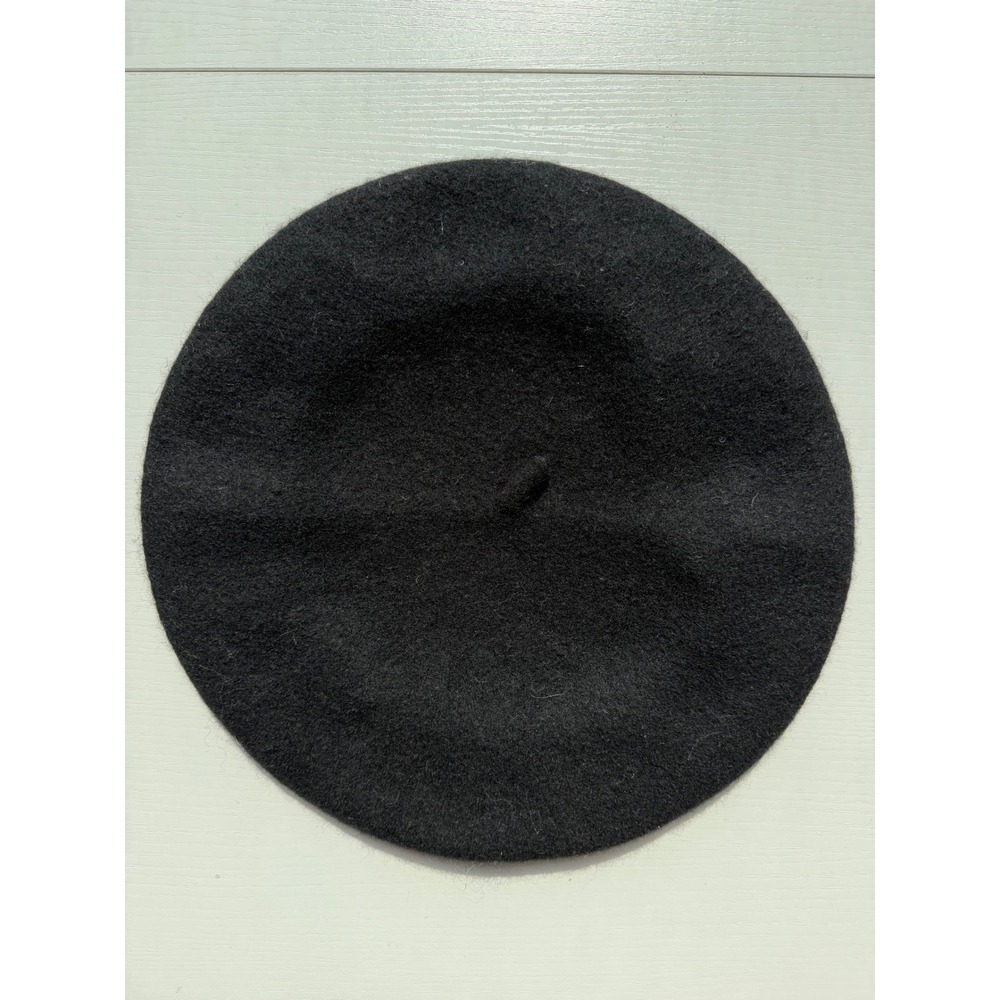 Classic Black Wool Blend Beret One Size 56cm French Style Artist Hat Solid Black